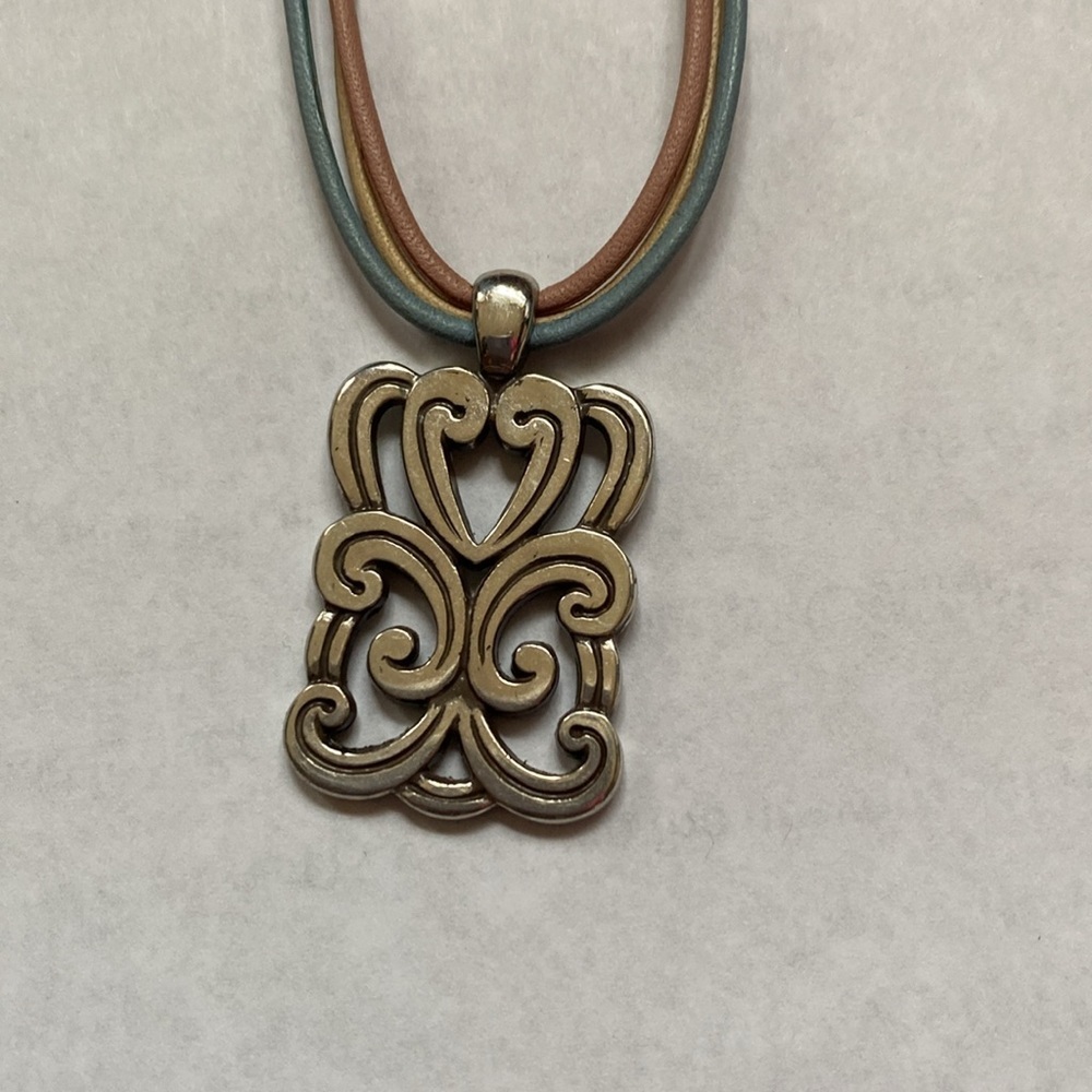 Brighton vintage multicolored leather and silver pendant necklace and bracelet - Picture 4 of 7